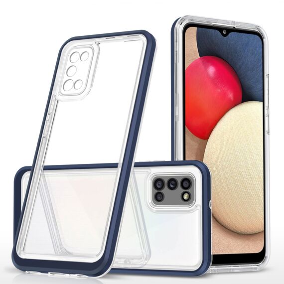 Clear 3in1 case for Samsung Galaxy A03s (166) frame gel cover blue | Techbox