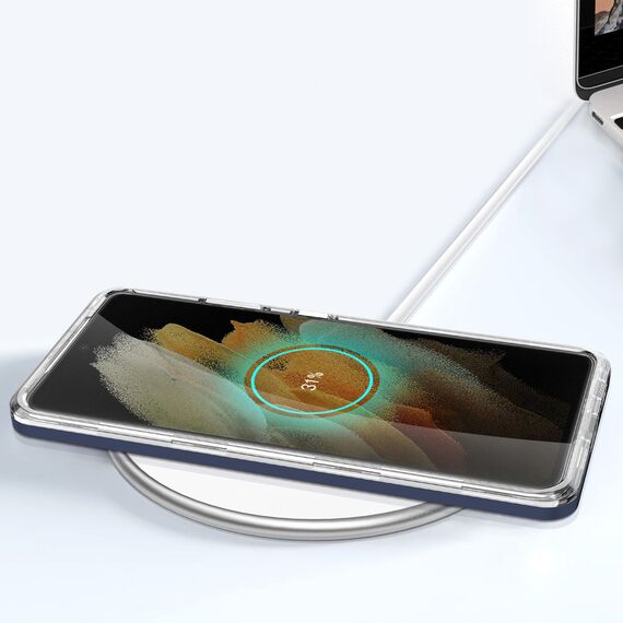 Clear 3in1 Case for Samsung Galaxy S22 Ultra Frame Gel Cover Blue | Techbox