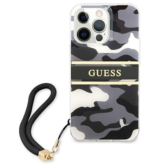 Guess GUHCP13LKCABBK iPhone 13 Pro / 13 6.1" black/black hardcase Camo Strap Collection | Techbox