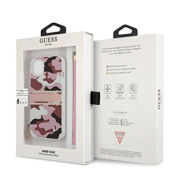 Guess GUHCP13MKCABPI iPhone 13 6.1" pink/pink hardcase Camo Strap Collection | Techbox