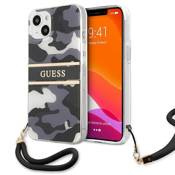 Guess GUHCP13SKCABBK iPhone 13 mini 5,4 "black / black hardcase Camo Strap Collection - Apple Cases - Cases - Techbox