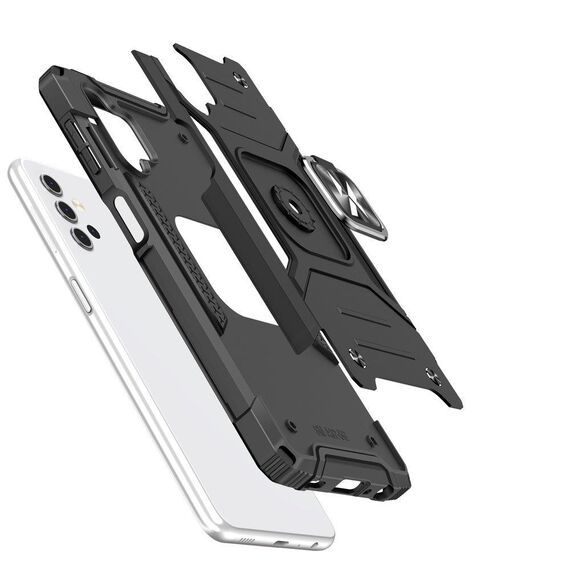 Wozinsky Ring Armor tough hybrid case cover + magnetic holder for Samsung Galaxy A73 silver | Techbox