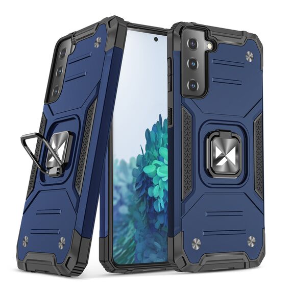 Wozinsky Ring Armor tough hybrid case cover + magnetic holder for Samsung Galaxy S22 blue | Techbox