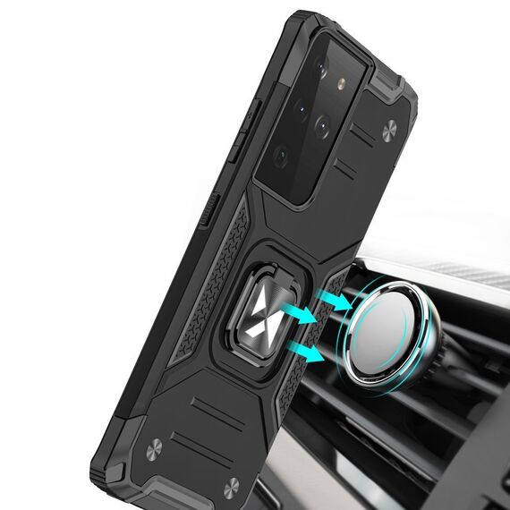 Wozinsky Ring Armor tough hybrid case cover + magnetic holder for Samsung Galaxy S22 Ultra blue | Techbox