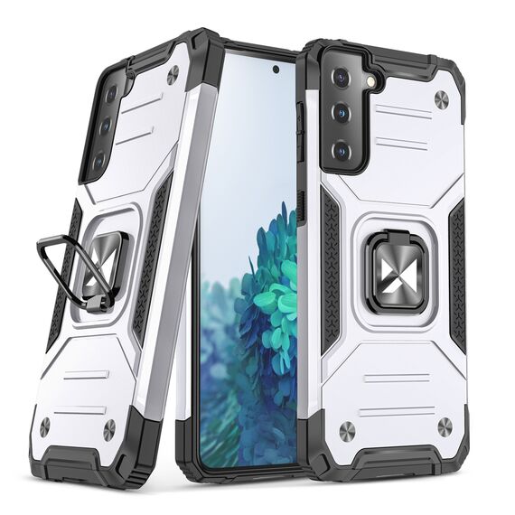 Wozinsky Ring Armor Tough Hybrid Case Cover + Magnetic Mount for Samsung Galaxy S22 + (S22 Plus) Silver - Samsung Cases - Cases - Techbox