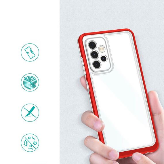 Clear 3in1 Case for Samsung Galaxy A73 Frame Cover Gel Red - Samsung Cases - Cases - Techbox