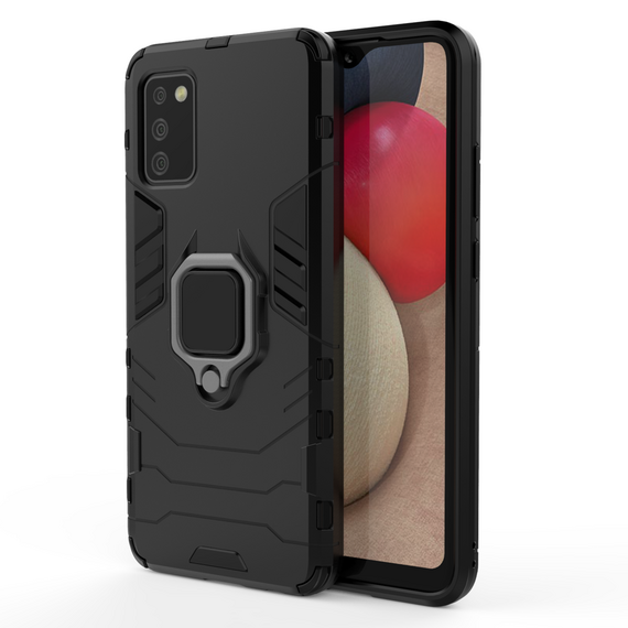 Ring Armor tough hybrid case cover + magnetic holder for Samsung Galaxy A03s (166.5) black | Techbox