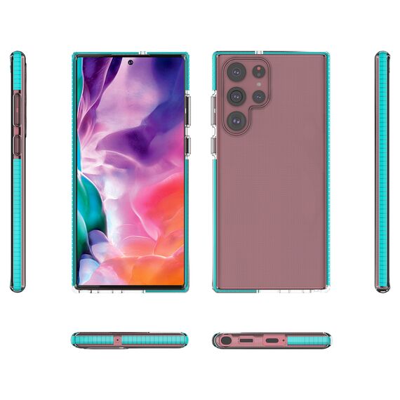 Spring Case cover gel cover with colored frame for Samsung Galaxy S22 Ultra dark blue | Techbox