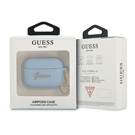 Guess GUAPLSCHSB AirPods Pro cover blue/blue Silicone Charm Heart Collection | Techbox