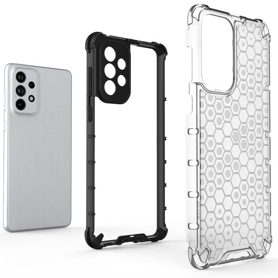 Honeycomb case armored cover with a gel frame for Samsung Galaxy A73 transparent | Techbox