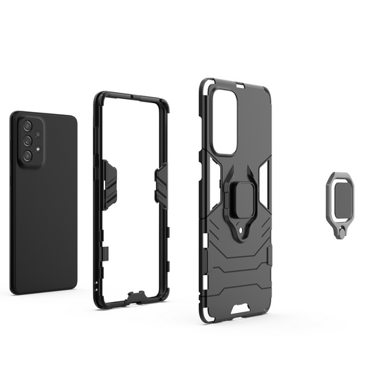 Ring Armor tough hybrid case cover + magnetic holder for Samsung Galaxy A73 black | Techbox