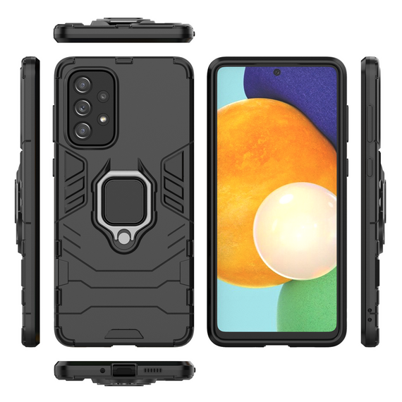 Ring Armor tough hybrid case cover + magnetic holder for Samsung Galaxy A73 black | Techbox