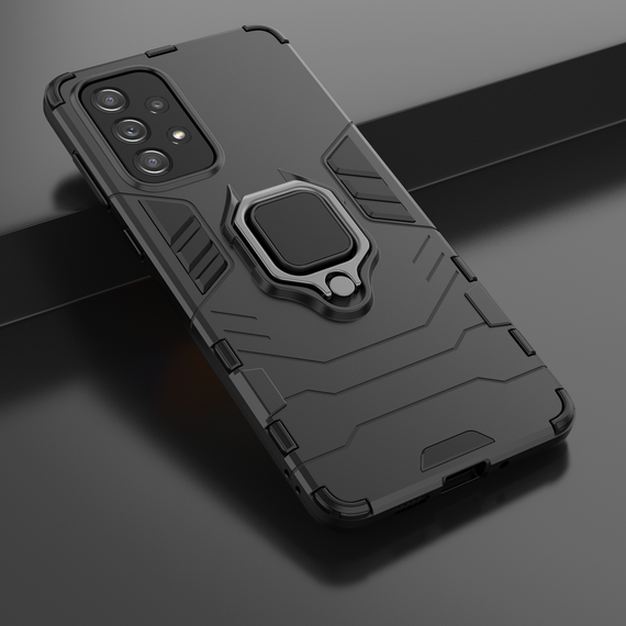Ring Armor tough hybrid case cover + magnetic holder for Samsung Galaxy A73 black | Techbox