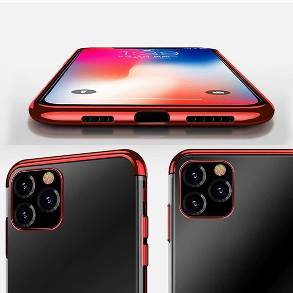 Clear Color case Gel TPU cover with a metallic frame for Xiaomi Redmi Note 11S / Note 11 red | Techbox