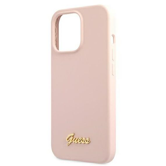 Guess GUHMP13LLSLMGLP iPhone 13 Pro / 13 6.1 "light pink / light pink hardcase Silicone Script Gold Logo Magsafe - Apple Cases - Cases - Techbox