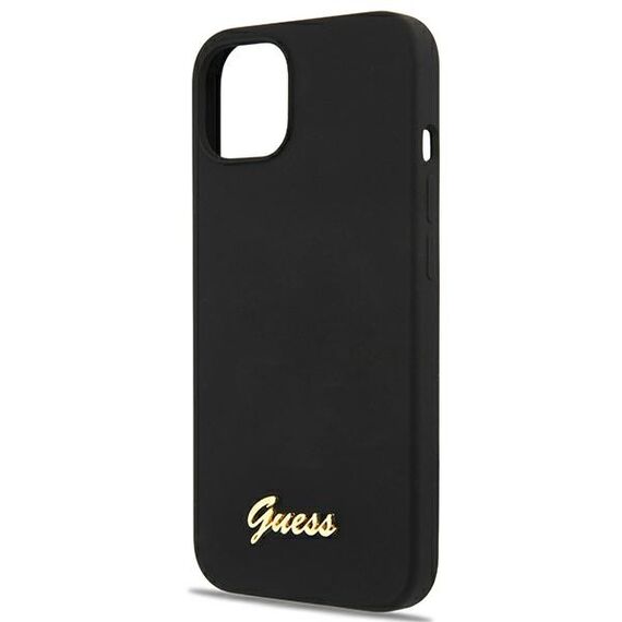 Guess GUHMP13MLSLMGBK iPhone 13 6.1" black/black hardcase Silicone Script Gold Logo Magsafe | Techbox