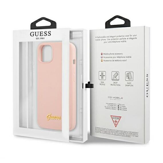 Guess GUHMP13MLSLMGLP iPhone 13 6.1 "light pink / light pink hardcase Silicone Script Gold Logo Magsafe - Apple Cases - Cases - Techbox