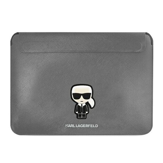 Karl Lagerfeld Saffiano Ikonik Karl case for a 16" laptop - silver | Techbox
