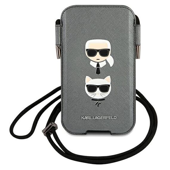 Karl Lagerfeld Handbag KLHCP12MOPHKCG 6,1 "gray / gray hardcase Saffiano Ikonik Karl &amp; Choupette Head - Uncategorized Cases (2) - Cases - Techbox