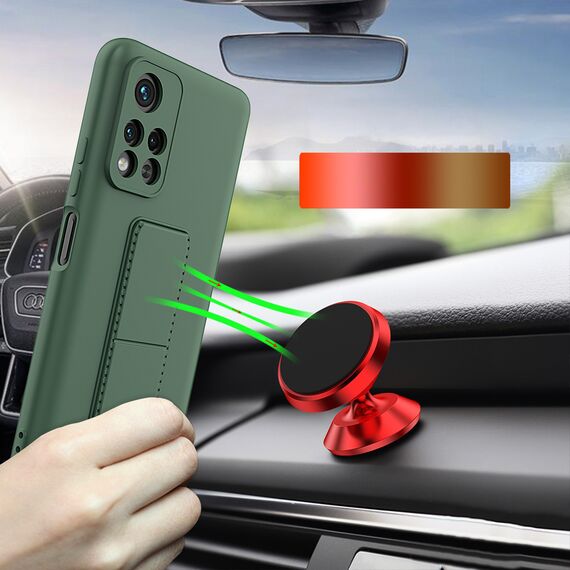Wozinsky Kickstand Case Silicone Stand Cover for Xiaomi Redmi Note 11S / Note 11 black | Techbox