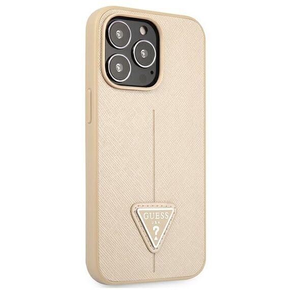 Guess GUHCP13LPSATLE iPhone 13 Pro / 13 6.1" beige/beige hardcase SaffianoTriangle Logo | Techbox