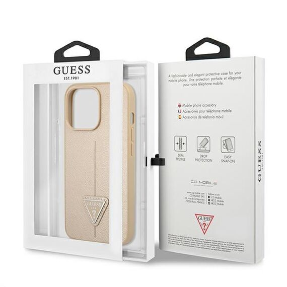 Guess GUHCP13LPSATLE iPhone 13 Pro / 13 6.1" beige/beige hardcase SaffianoTriangle Logo | Techbox
