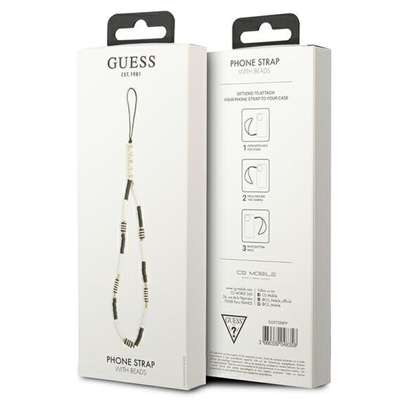 Guess pendant GUSTBCKH Phone Strap Heishi Beads black-white / black-white - Smartphone Accessories - Cables & Accessories - Techbox