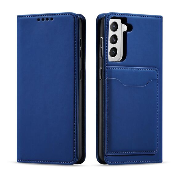 Magnet Card Case Case for Samsung Galaxy S22 + (S22 Plus) Pouch Wallet Card Holder Blue | Techbox