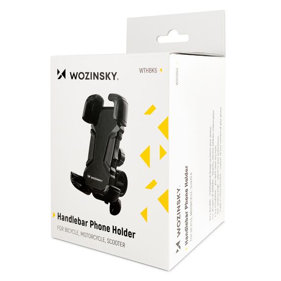 Wozinsky strong phone holder for bicycle, motorcycle, scooter handlebars, black (WBHBK6) | Techbox