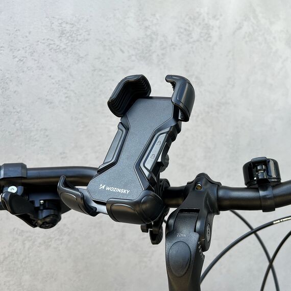 Wozinsky strong phone holder for bicycle, motorcycle, scooter handlebars, black (WBHBK6) | Techbox