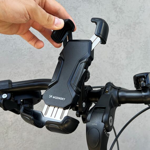 Wozinsky strong phone holder for bicycle, motorcycle, scooter handlebars, black (WBHBK6) | Techbox
