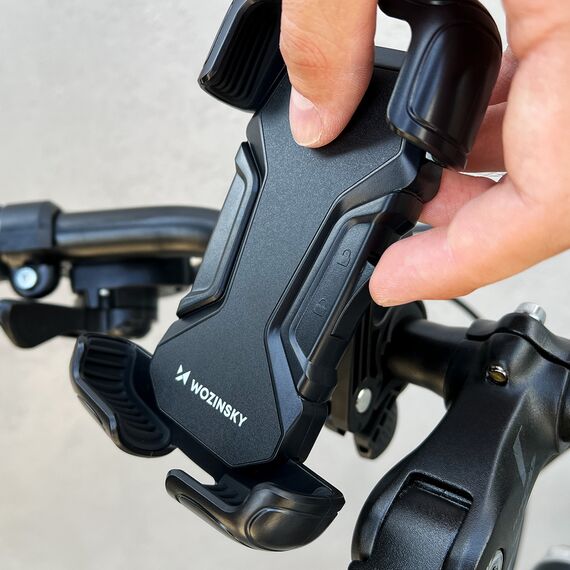 Wozinsky strong phone holder for bicycle, motorcycle, scooter handlebars, black (WBHBK6) | Techbox