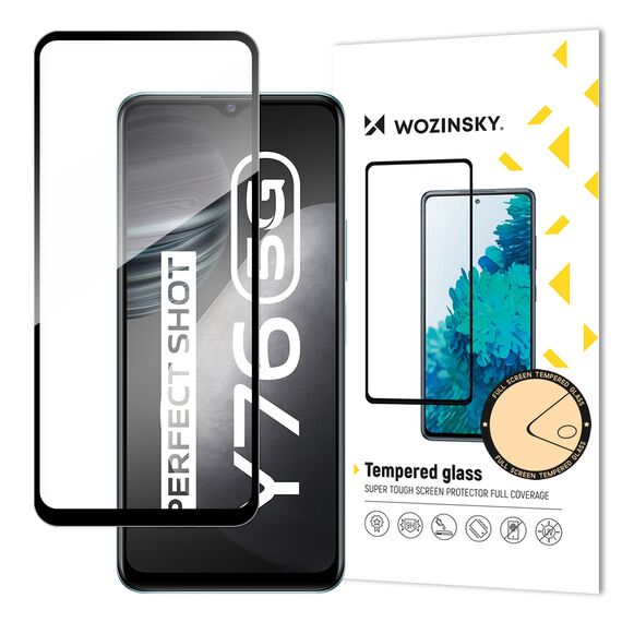 Wozinsky Tempered Glass Full Glue Super Tough Screen Protector Full Coveraged with Frame Case Friendly for Vivo Y76 5G / Y76s / Y74s black | Techbox