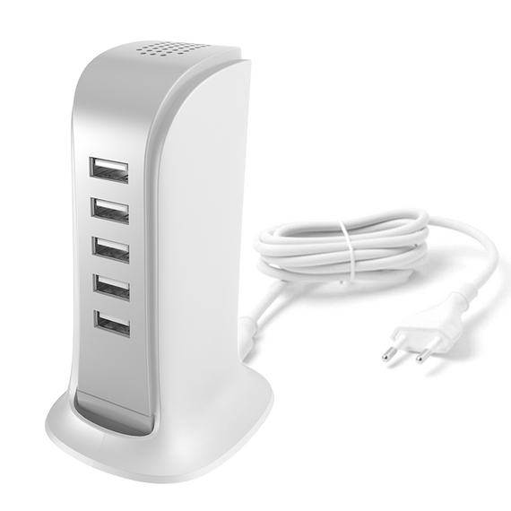 Dudao 5x USB charger with built-in EU power cable white (A5EU) | Techbox