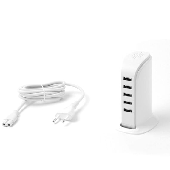 Dudao 5x USB charger with built-in EU power cable white (A5EU) | Techbox