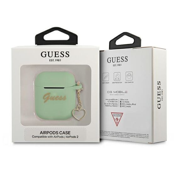 Guess GUA2LSCHSN AirPods cover green / green Silicone Charm Heart Collection - Smartphone Accessories - Cables & Accessories - Techbox