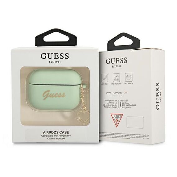 Guess GUAPLSCHSN AirPods Pro cover green/green Silicone Charm Heart Collection | Techbox