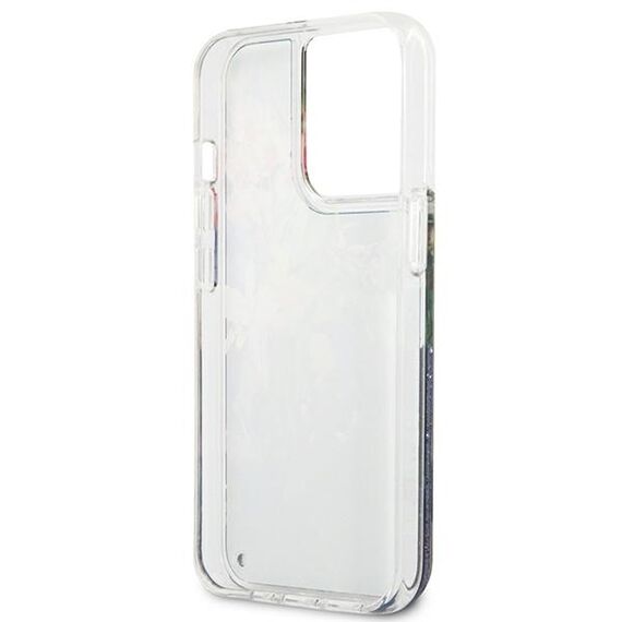 Guess GUHCP13LLFLSB iPhone 13 Pro / 13 6.1 "blue / blue hardcase Flower Liquid Glitter - Apple Cases - Cases - Techbox