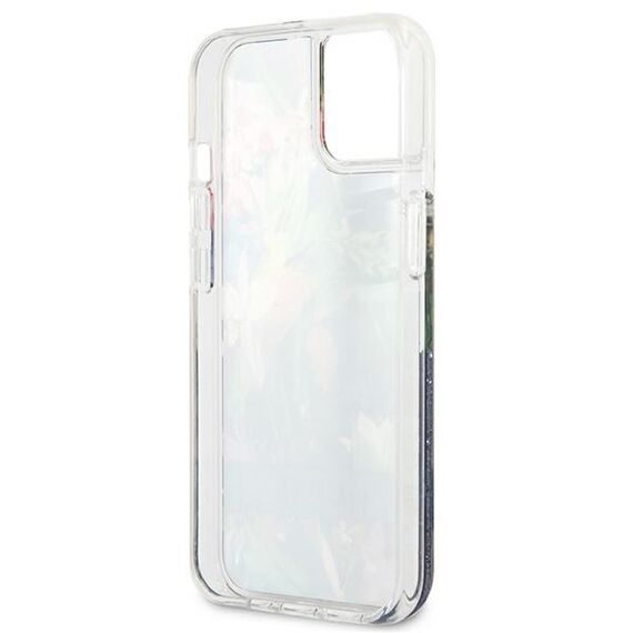 Guess GUHCP13SLFLSB iPhone 13 mini 5,4 "blue / blue hardcase Flower Liquid Glitter - Apple Cases - Cases - Techbox