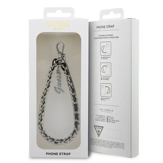 Guess pendant GUSTSASSK Phone Strap black / black Chain Metal Logo Charm - Smartphone Accessories - Cables & Accessories - Techbox