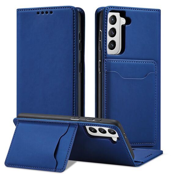 Magnet Card Case Case for Samsung Galaxy S22 + (S22 Plus) Pouch Wallet Card Holder Blue | Techbox