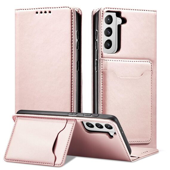 Magnet Card Case for Samsung Galaxy S22 + (S22 Plus) Pouch Wallet Card Holder Pink | Techbox
