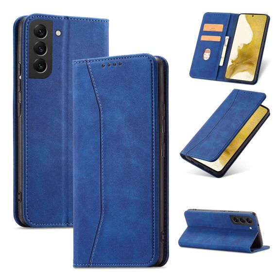 Magnet Fancy Case Case for Samsung Galaxy S22 + (S22 Plus) Pouch Wallet Card Holder Blue | Techbox