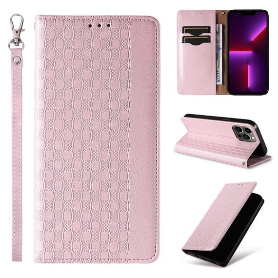 Magnet Strap Case Case for iPhone 13 Pro Max Pouch Wallet + Mini Lanyard Pendant Pink | Techbox