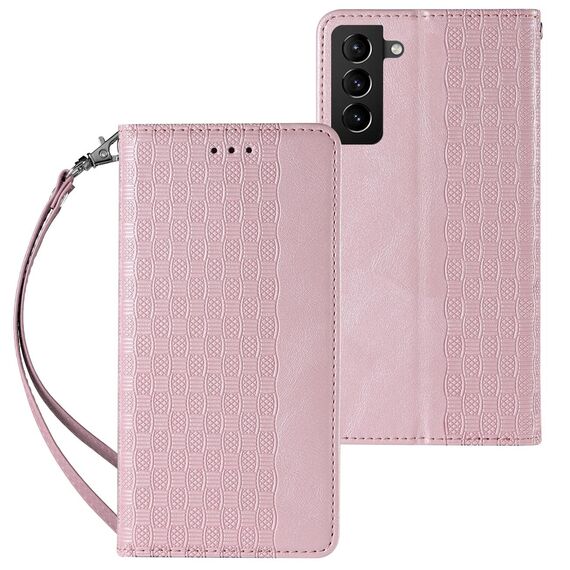 Magnet Strap Case Case for Samsung Galaxy S22 + (S22 Plus) Pouch Wallet + Mini Lanyard Pendant Pink - Samsung Cases - Cases - Techbox