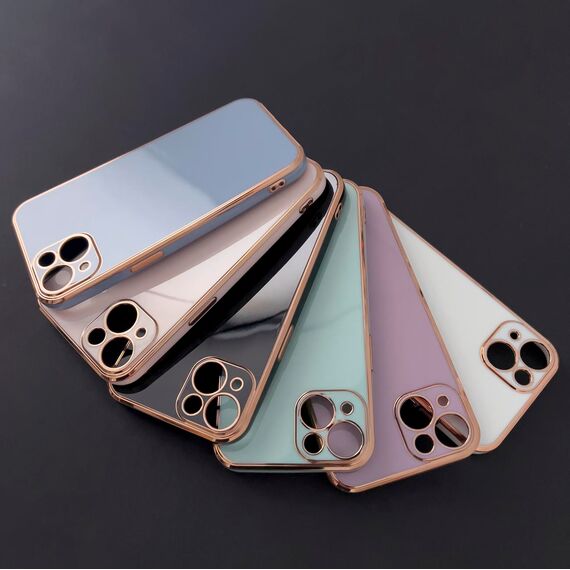 Lighting Color Case for iPhone 12 Pro Max, gel cover with a gold frame, mint | Techbox
