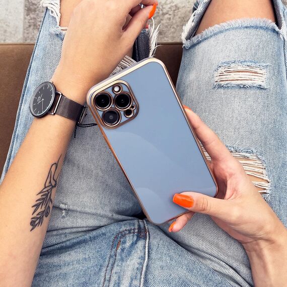 Lighting Color Case for iPhone 12 Pro Max, gel cover with a gold frame, mint | Techbox