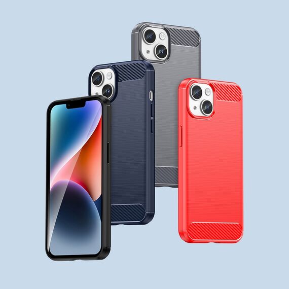 Carbon Case for iPhone 14 Plus flexible gel back cover blue | Techbox