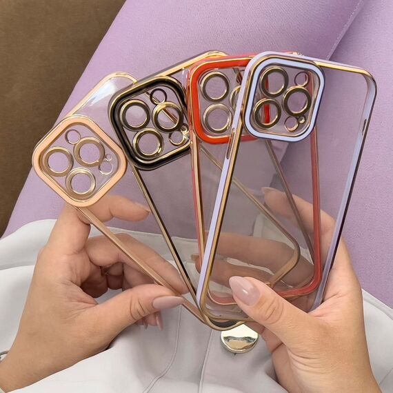 Fashion Case for iPhone 12 Gold Frame Gel Cover Red | Techbox