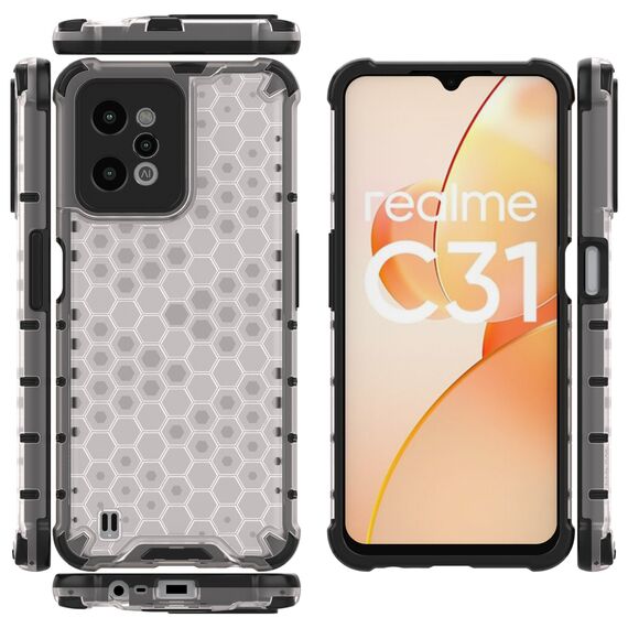 Honeycomb case armored cover with a gel frame Realme C31 transparent | Techbox